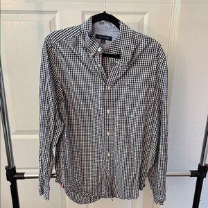 Tommy Hilfiger Men's Black and White Gingham Poplin Shirt